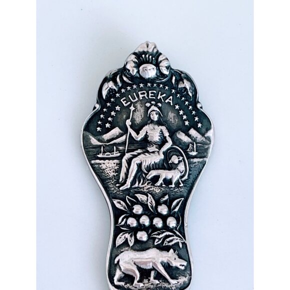 Antique Sterling silver Oakland California Souvenir Spoon Ornate Tree - Picture 6 of 13